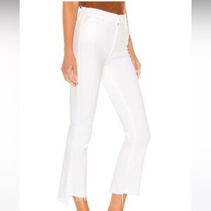 Mother Insider Crop step fray Jeans white